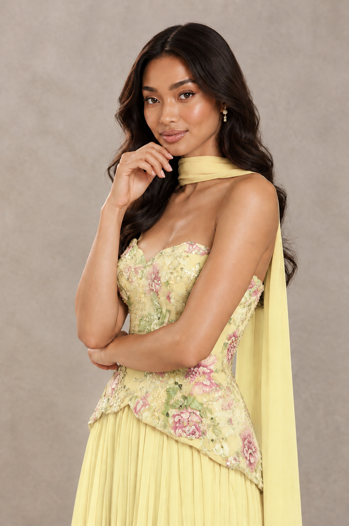 BOLODOO Daffodil Strapless Beaded Floral Corset Chiffon Maxi Gown – Open Back Prom & Formal Evening Dress - Daffodil - Daffodil_04