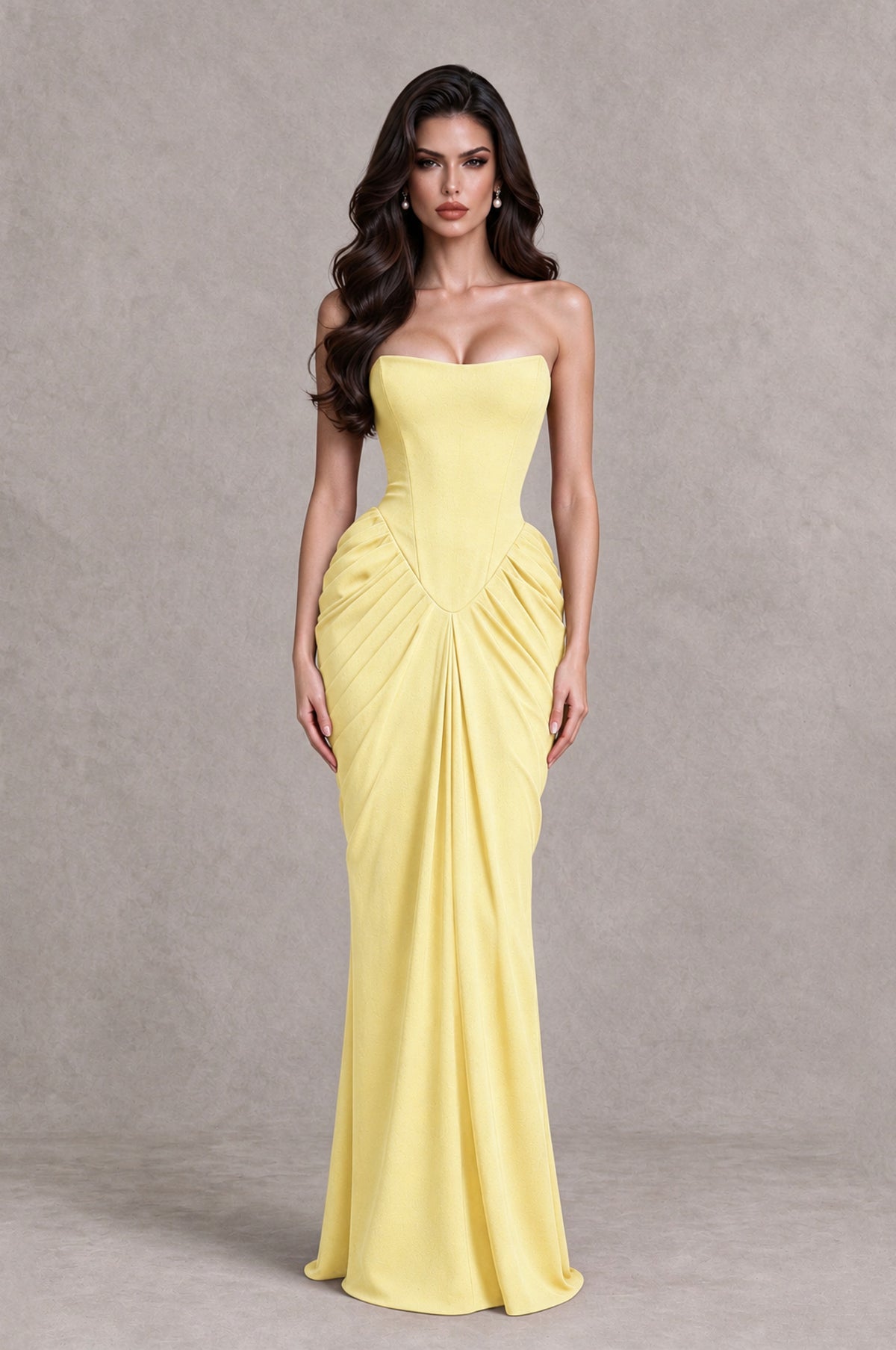 BOLODOO Daffodil Strapless Ruched Corset Evening Gown - Daffodil - Daffodil_1