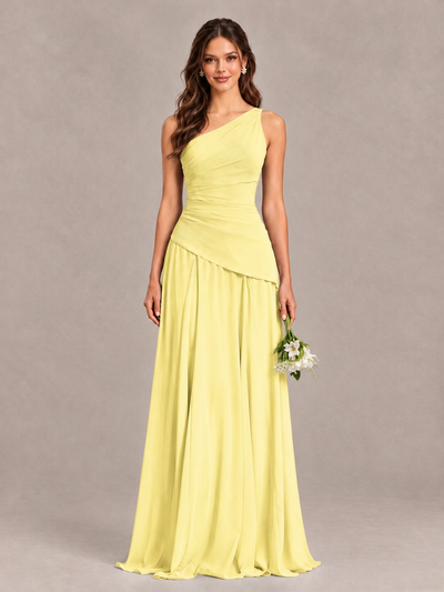 BOLODOO Daffodil One-Shoulder Lace-Up Back Bridesmaid Dress - Daffodil - Daffodil_1