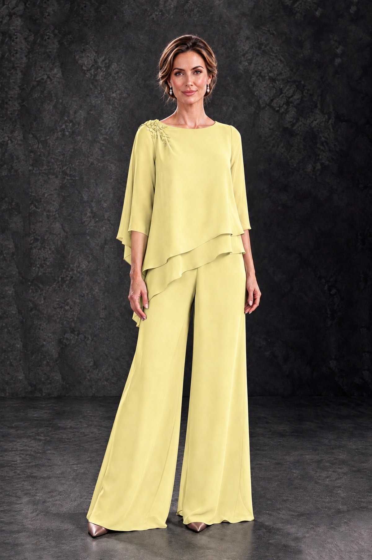 BOLODOO Daffodil Layered Wide-Leg Mother of the Bride Pant Suit - Daffodil - Daffodil_1