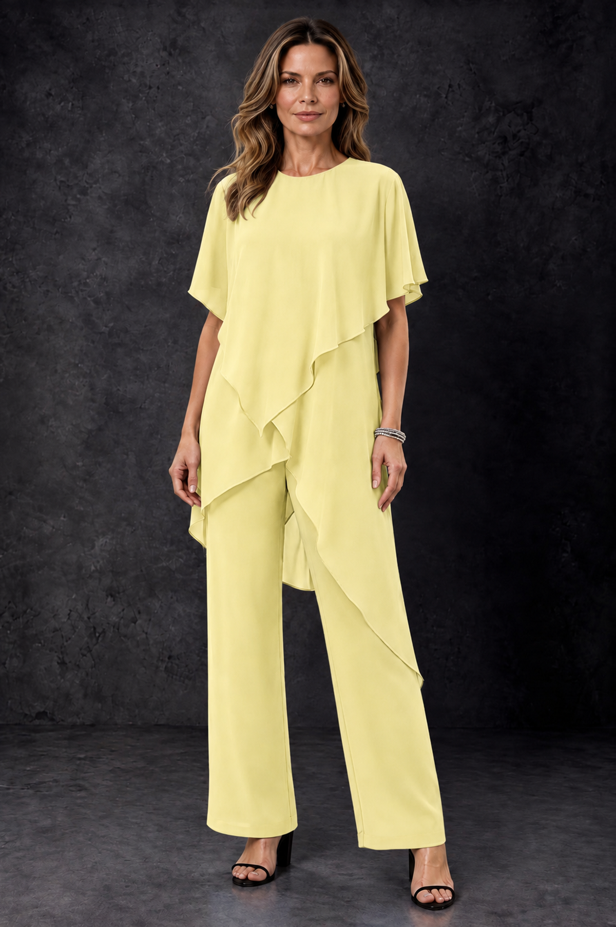 BOLODOO Daffodil Chiffon Two Piece Mother of the Bride Pant Suit - Daffodil - Daffodil_1