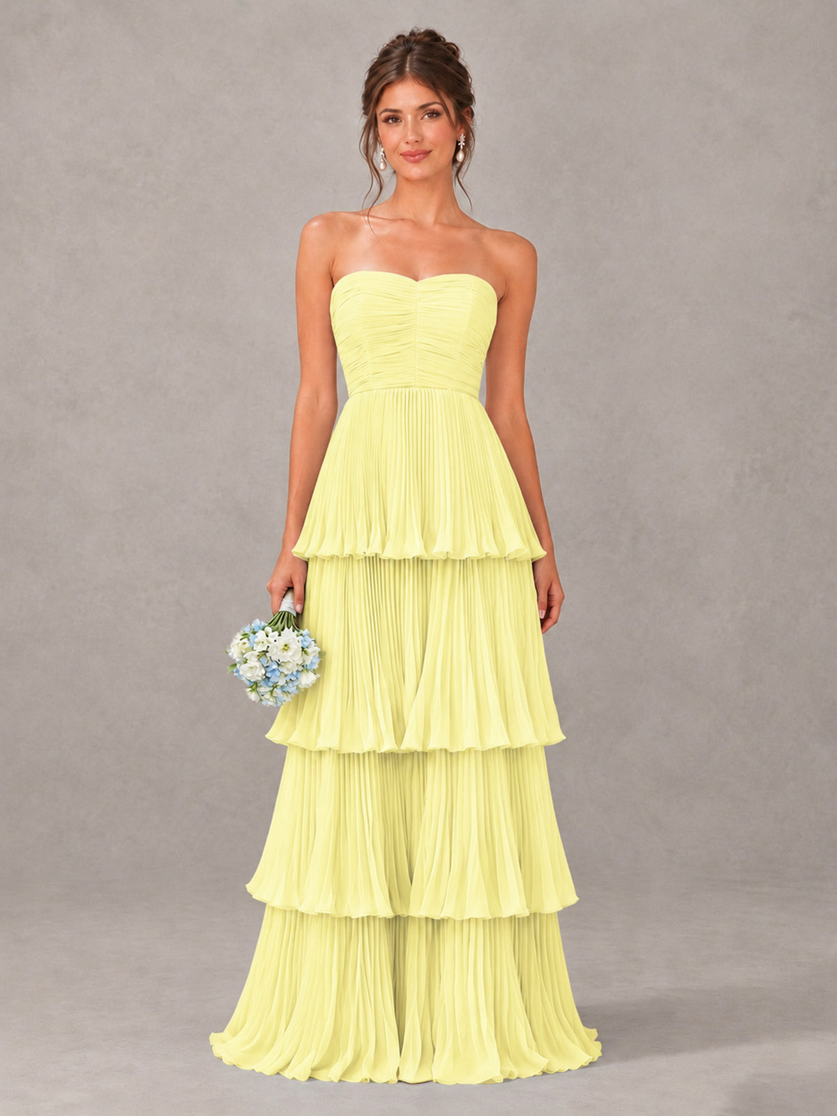 BOLODOO Daffodil Strapless Tiered Pleated Bridesmaid Dress - Daffodil - Daffodil_1