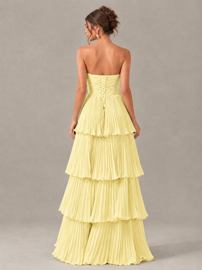 BOLODOO Daffodil Strapless Tiered Pleated Bridesmaid Dress - Daffodil - Daffodil_2