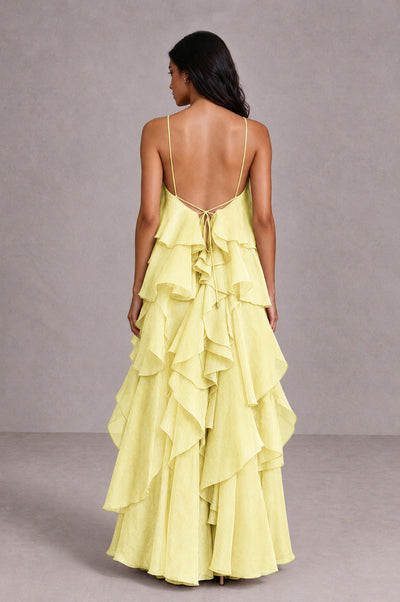 BOLODOO Daffodil Cascading Ruffle Rosette Open-Back Maxi Dress - Daffodil - Daffodil_2