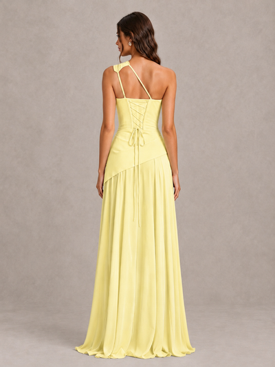 BOLODOO Daffodil One-Shoulder Lace-Up Back Bridesmaid Dress - Daffodil - Daffodil_2