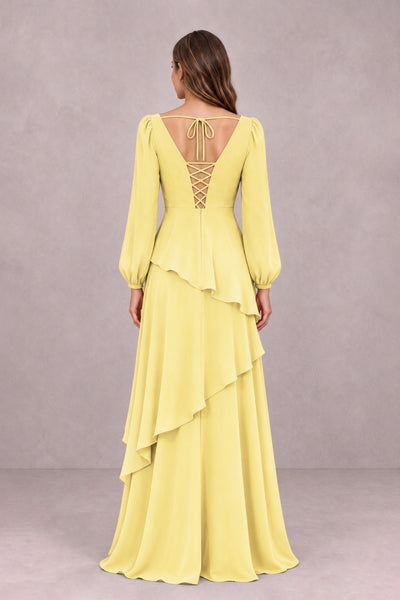 BOLODOO Daffodil Long Sleeve Ruffle Bridesmaid Dresses - Daffodil - Daffodil_2
