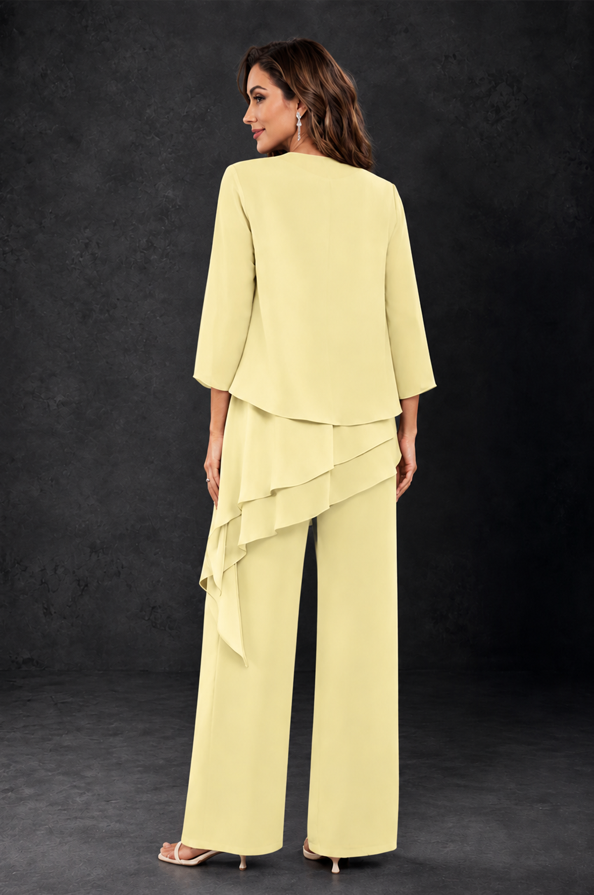 BOLODOO Daffodil Layered Mother of the Bride Pantsuit with Jacket - Daffodil - Daffodil_2