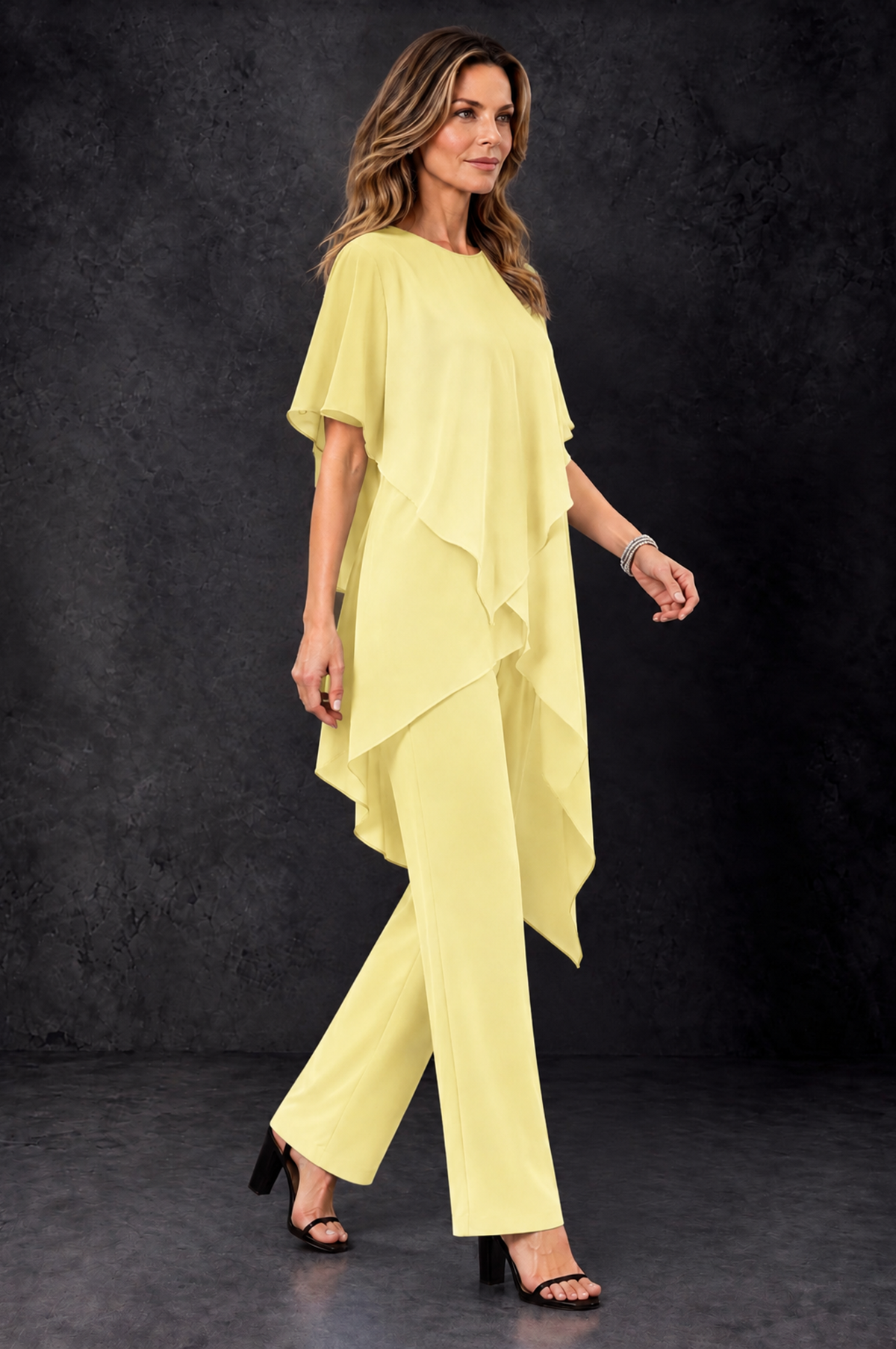 BOLODOO Daffodil Chiffon Two Piece Mother of the Bride Pant Suit - Daffodil - Daffodil_2