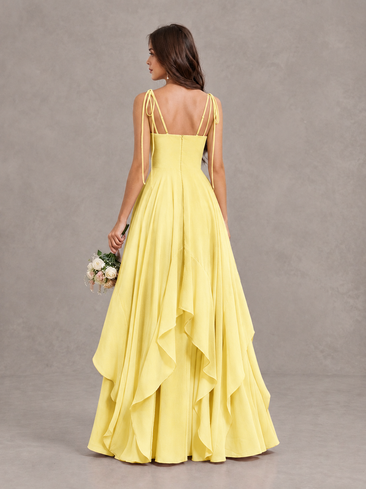 BOLODOO Daffodil Tie-Strap Ruffle A-Line Bridesmaid Dress - Daffodil - Daffodil_2