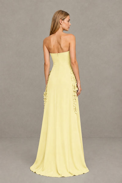 BOLODOO Daffodil Strapless 3D Floral Appliqué Crepe Maxi Gown - Daffodil - Daffodil_2