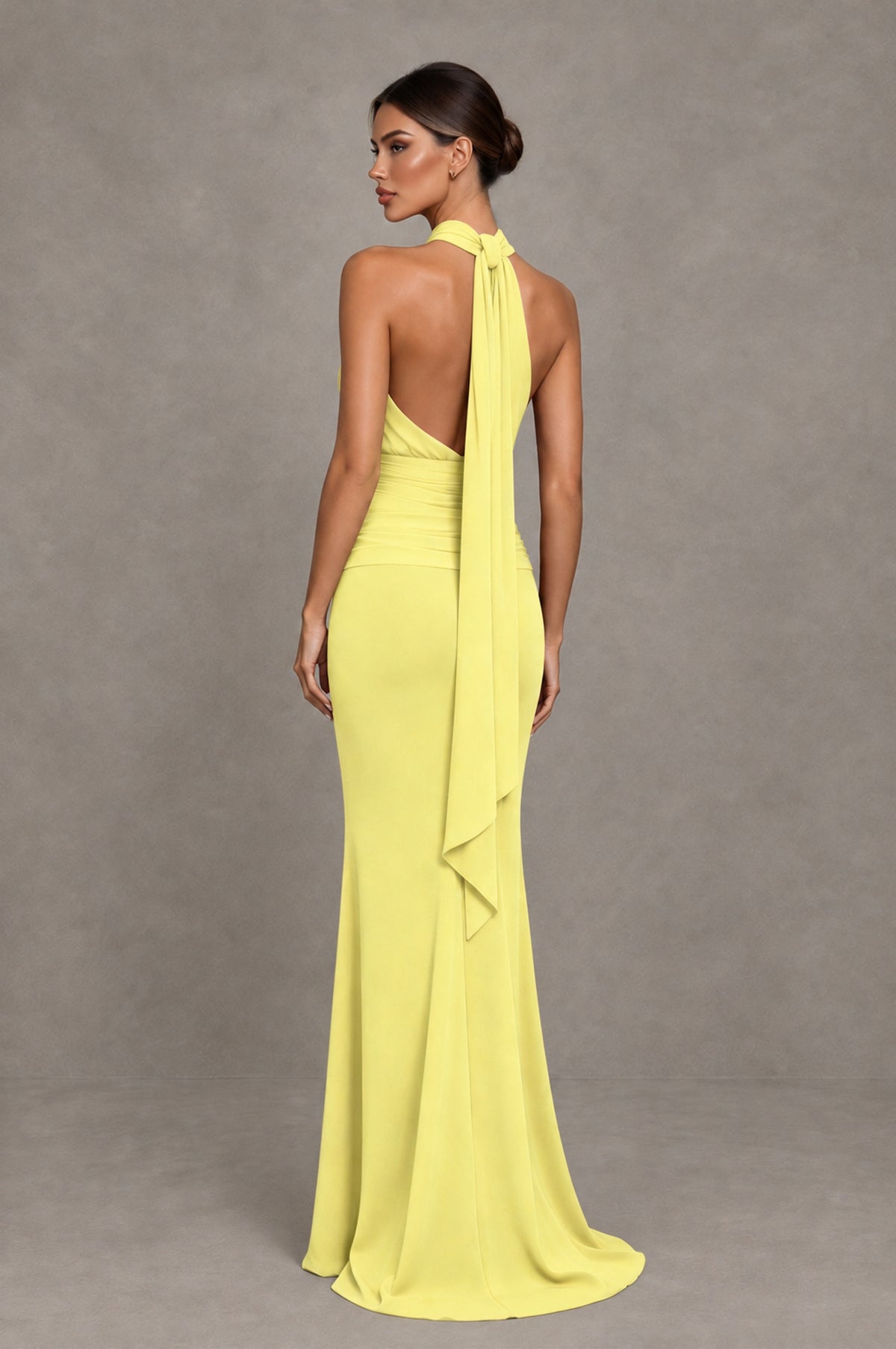 BOLODOO Daffodil Chiffon Halter Maxi Formal Wedding Guest Dress - Daffodil - Daffodil_2