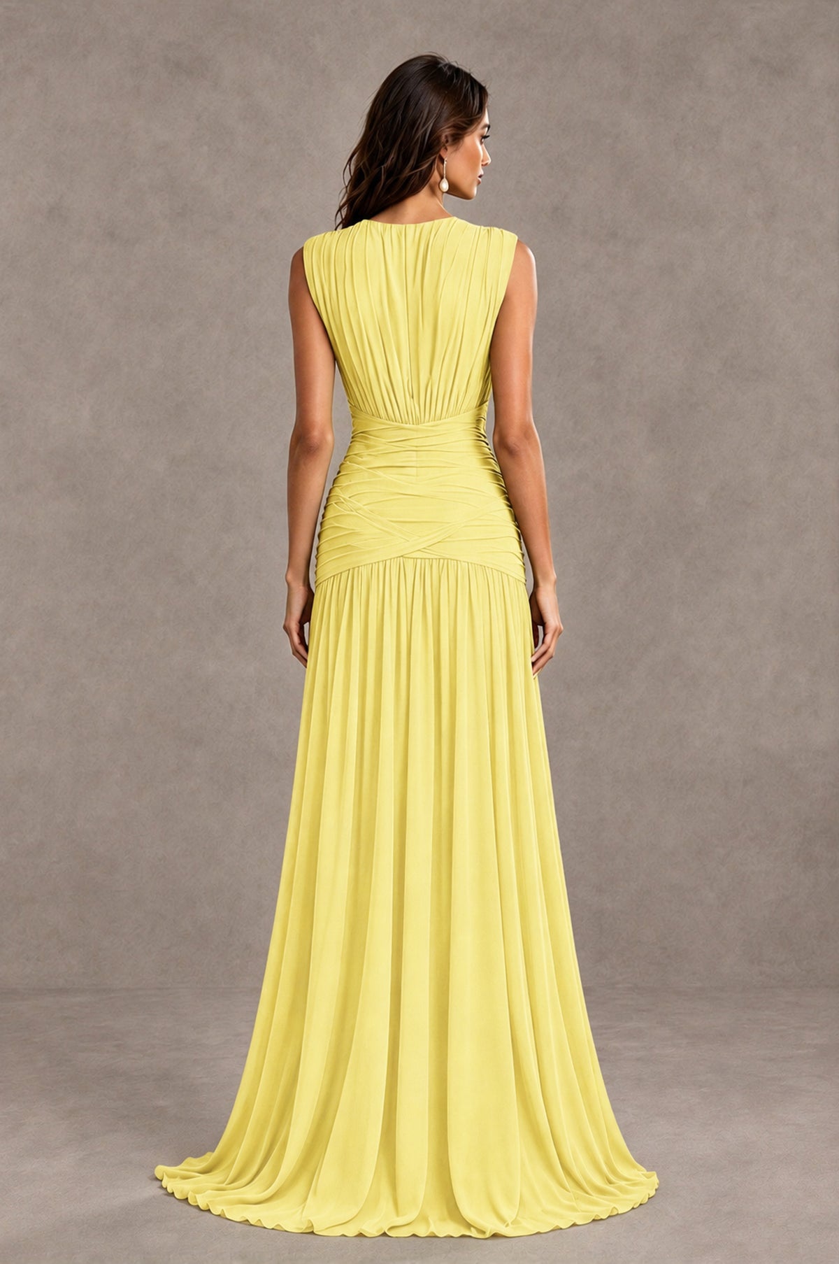 BOLODOO Daffodil V-Neck Ruched Wedding Guest Dress - Daffodil - Daffodil_2