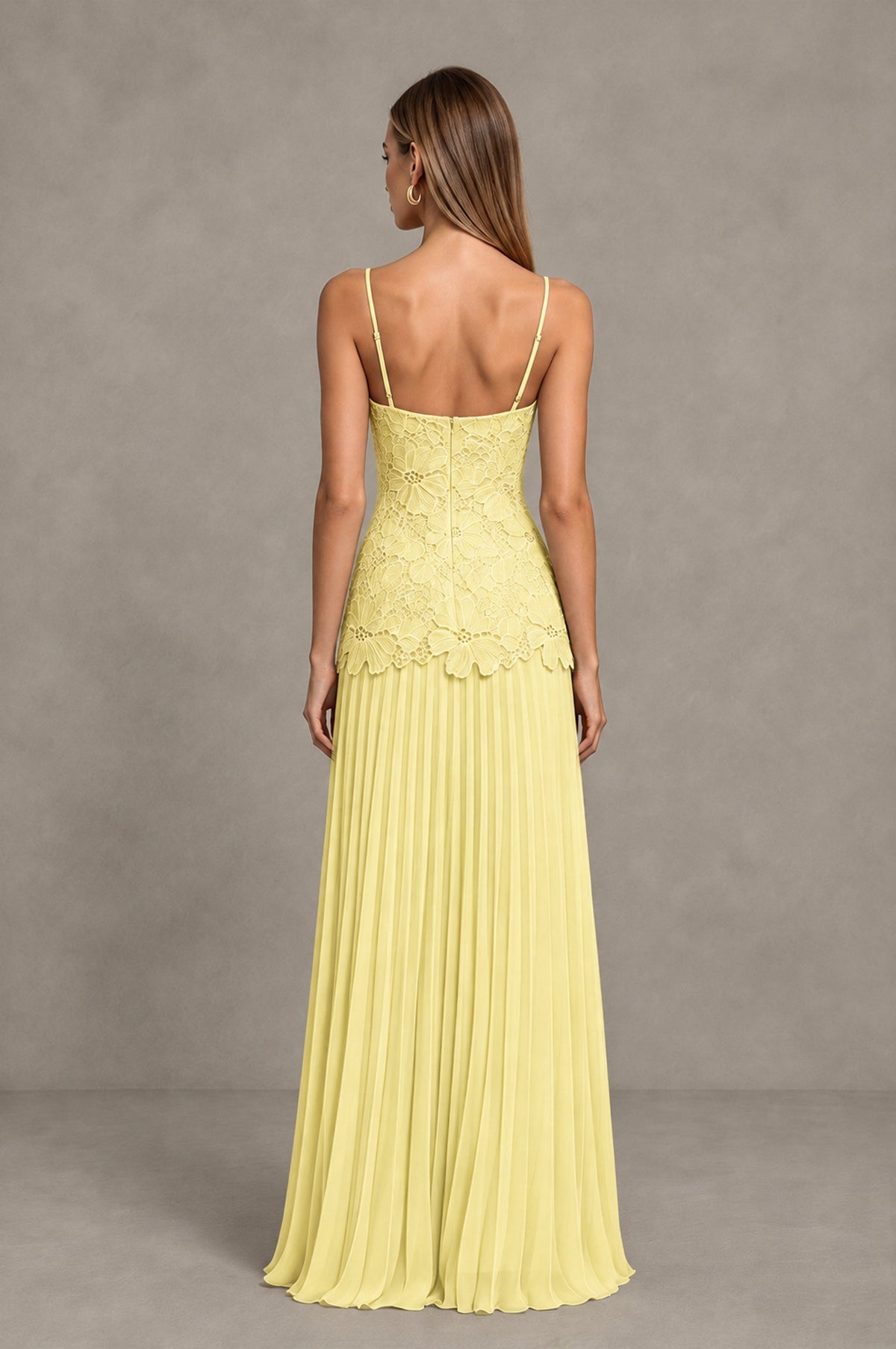 BOLODOO Daffodil Lace Bodice Pleated Wedding Guest Dress - Daffodil - Daffodil_2