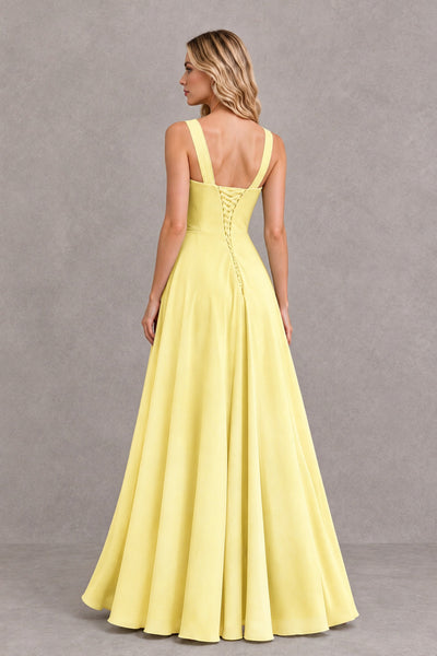BOLODOO Daffodil Square Neck Ruffle A-Line Bridesmaid Dress with Slit - Daffodil - Daffodil_2