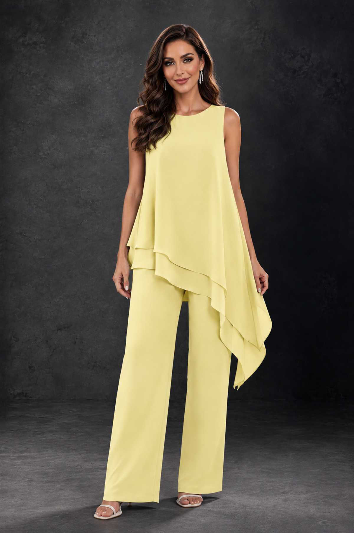 BOLODOO Daffodil Layered Mother of the Bride Pantsuit with Jacket - Daffodil - Daffodil_3