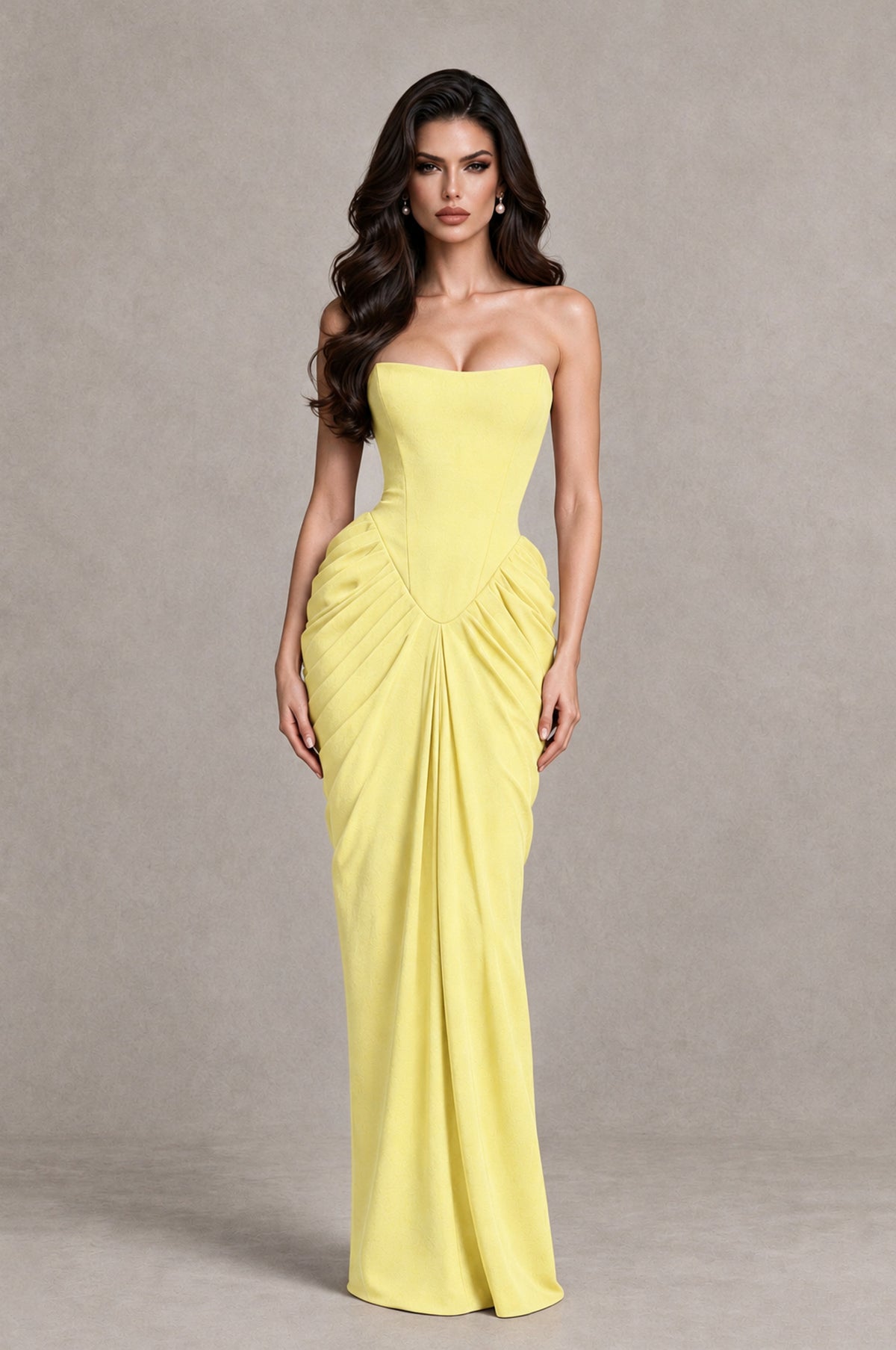 BOLODOO Daffodil Strapless Ruched Corset Evening Gown - Daffodil - Daffodil_3