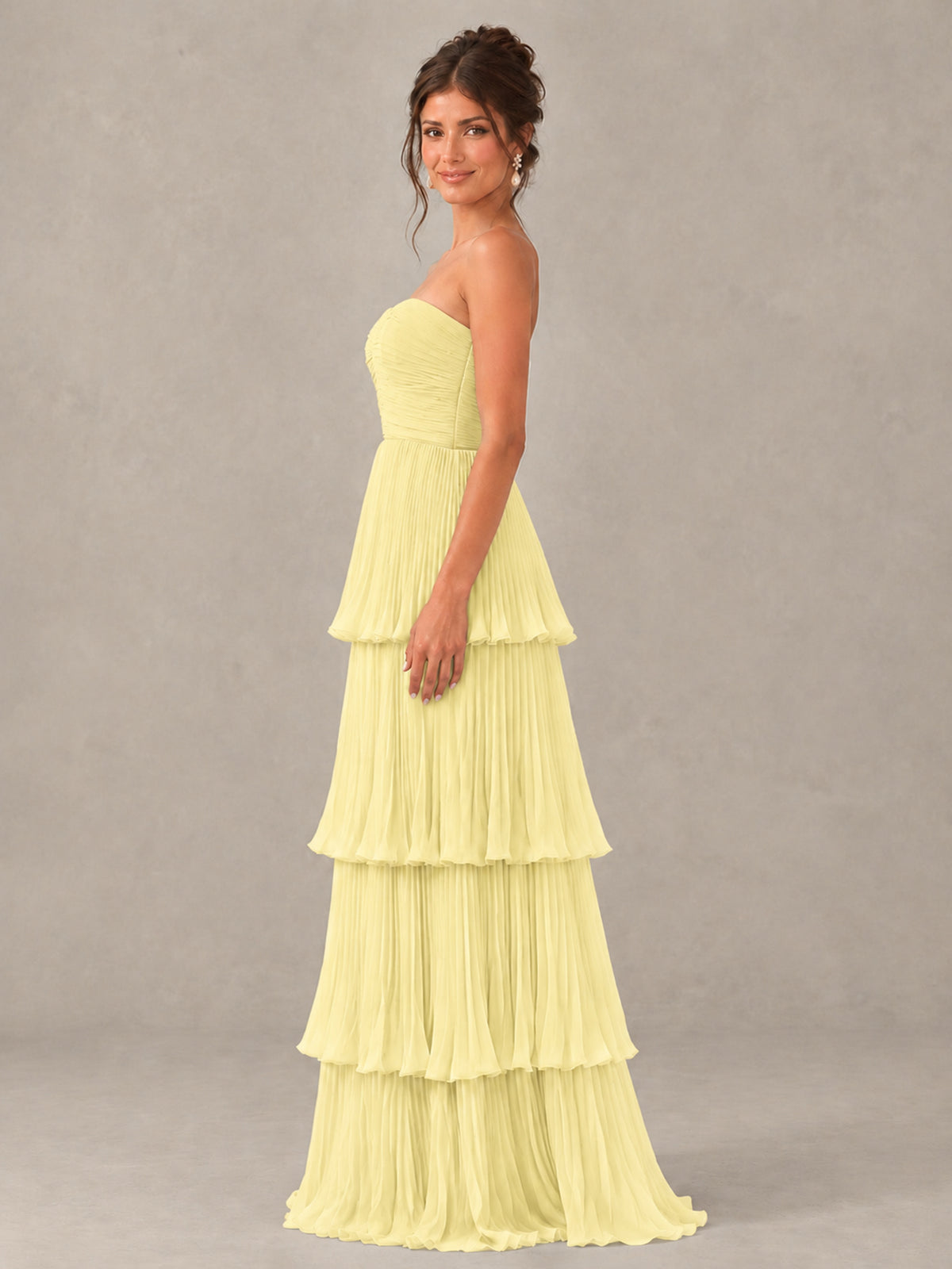 BOLODOO Daffodil Strapless Tiered Pleated Bridesmaid Dress - Daffodil - Daffodil_3