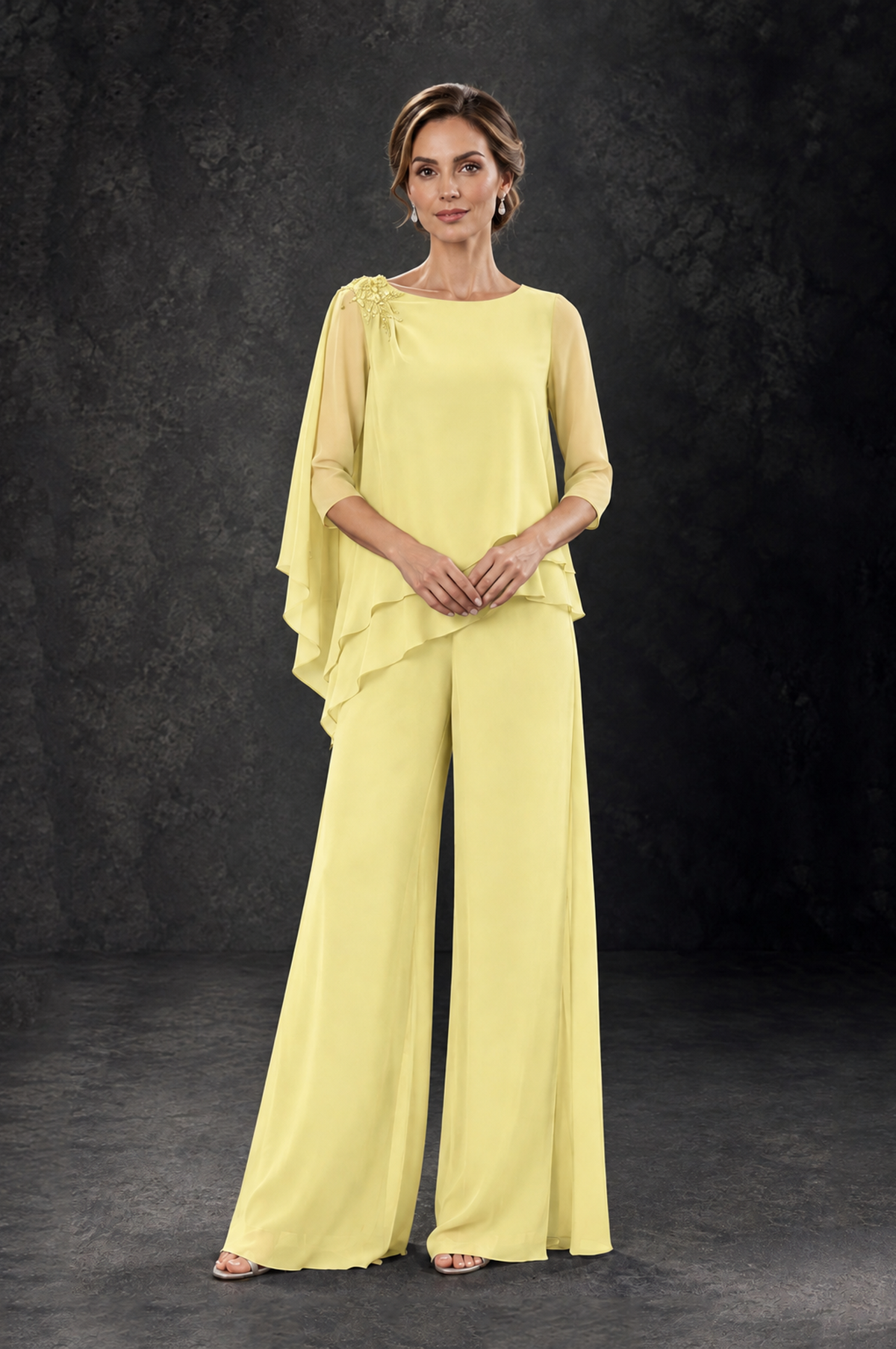 BOLODOO Daffodil Layered Wide-Leg Mother of the Bride Pant Suit - Daffodil - Daffodil_3