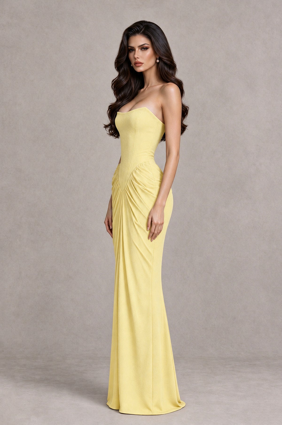 BOLODOO Daffodil Strapless Ruched Corset Evening Gown - Daffodil - Daffodil_4