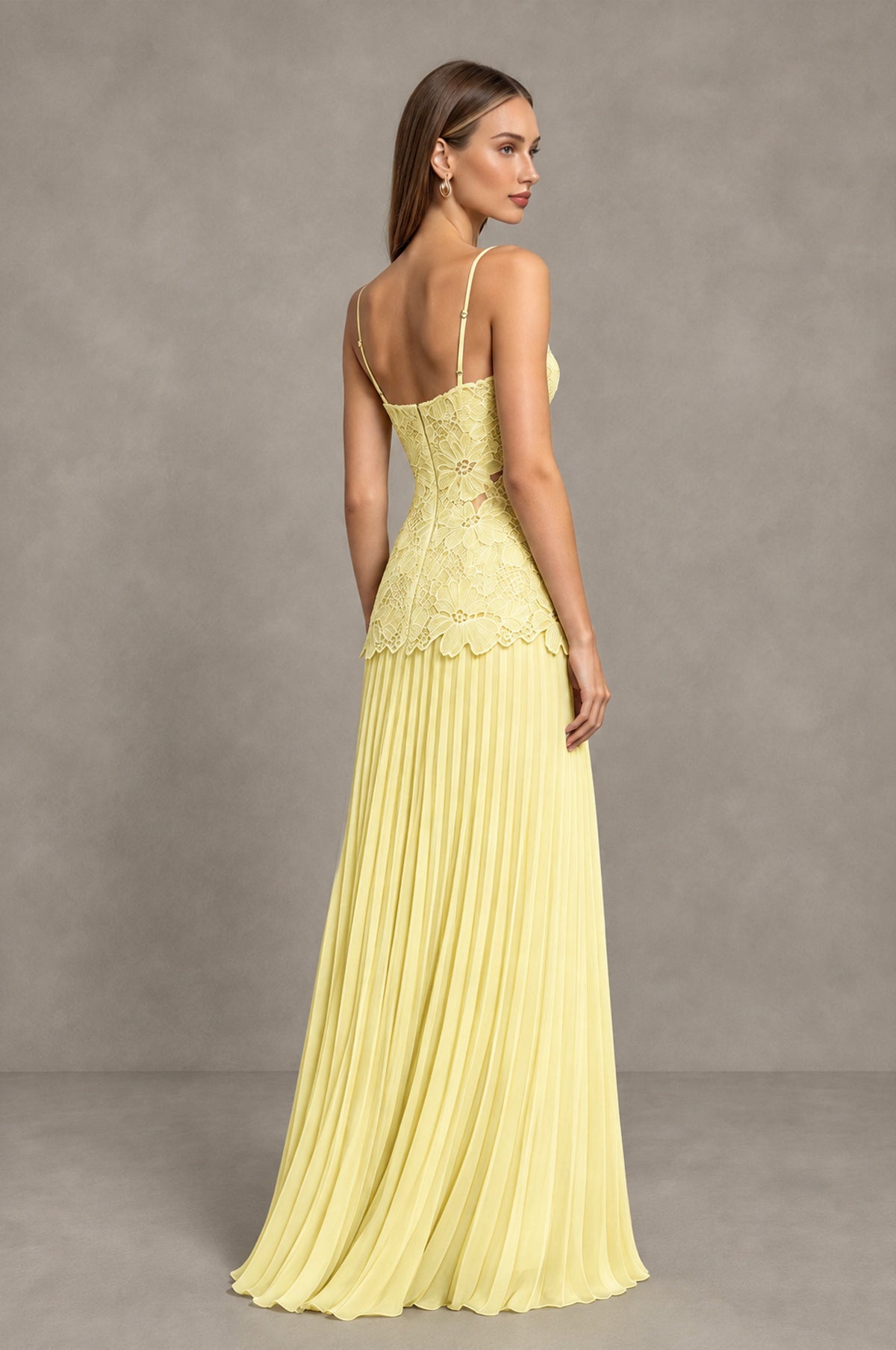 BOLODOO Daffodil Lace Bodice Pleated Wedding Guest Dress - Daffodil - Daffodil_4
