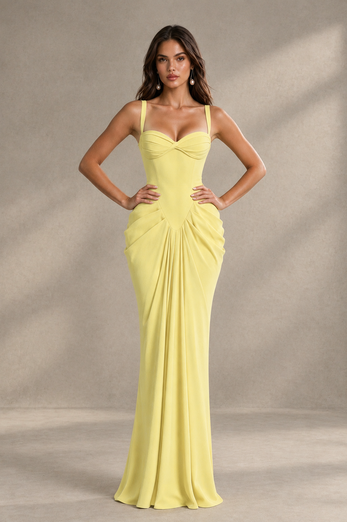 BOLODOO Daffodil Sweetheart Ruched Lace-Up Back Evening Gown - Daffodil - Daffodil_4