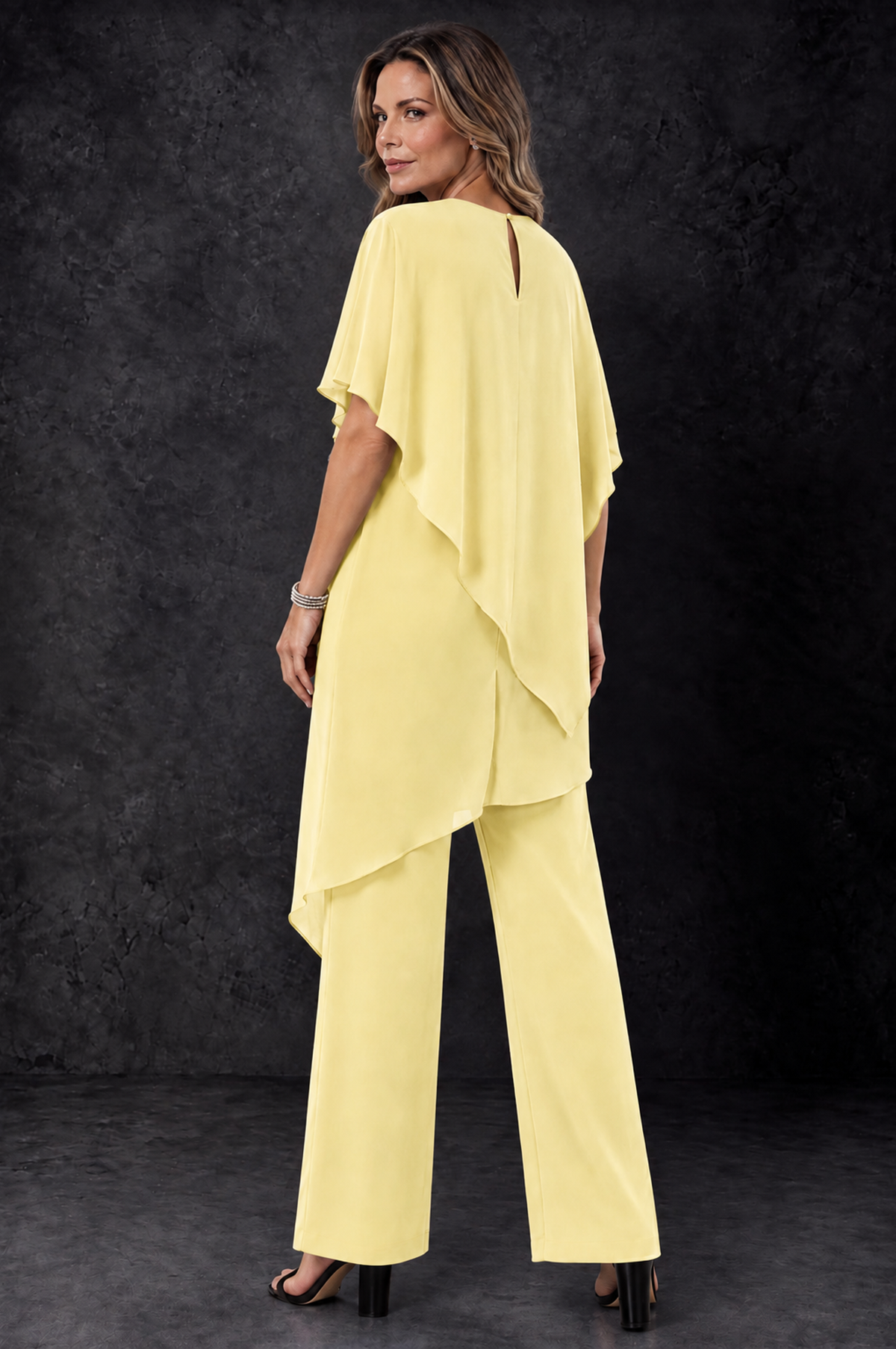 BOLODOO Daffodil Chiffon Two Piece Mother of the Bride Pant Suit - Daffodil - Daffodil_4