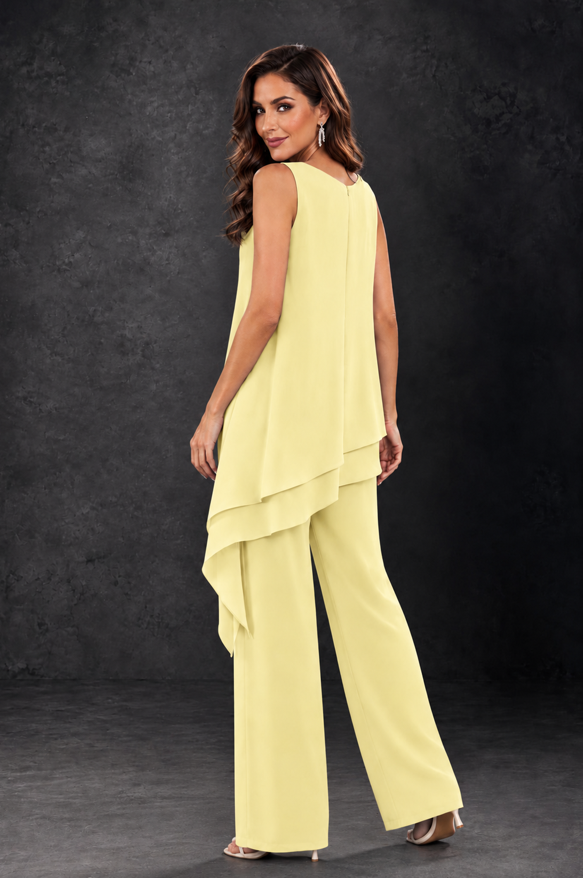 BOLODOO Daffodil Layered Mother of the Bride Pantsuit with Jacket - Daffodil - Daffodil_4