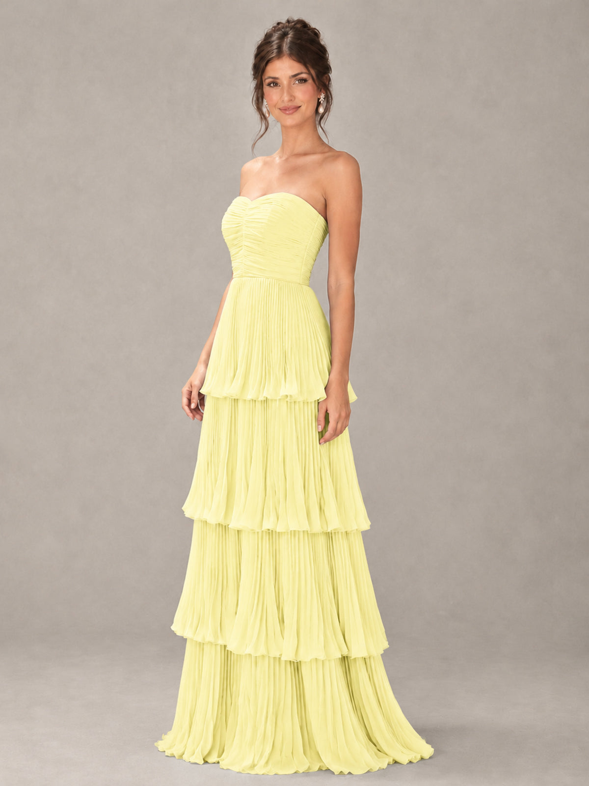 BOLODOO Daffodil Strapless Tiered Pleated Bridesmaid Dress - Daffodil - Daffodil_4