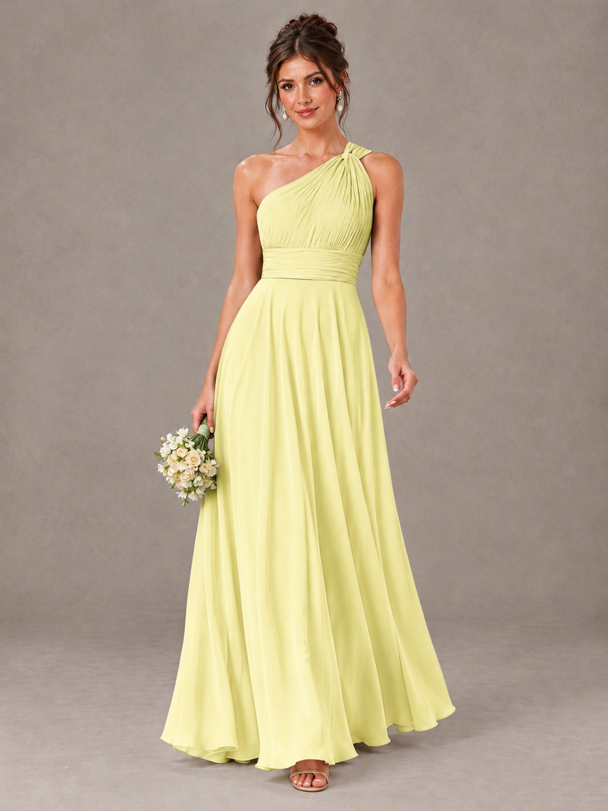 BOLODOO Daffodil One-Shoulder Chiffon-Look Bridesmaid Dress - Daffodil - Daffodil (1)