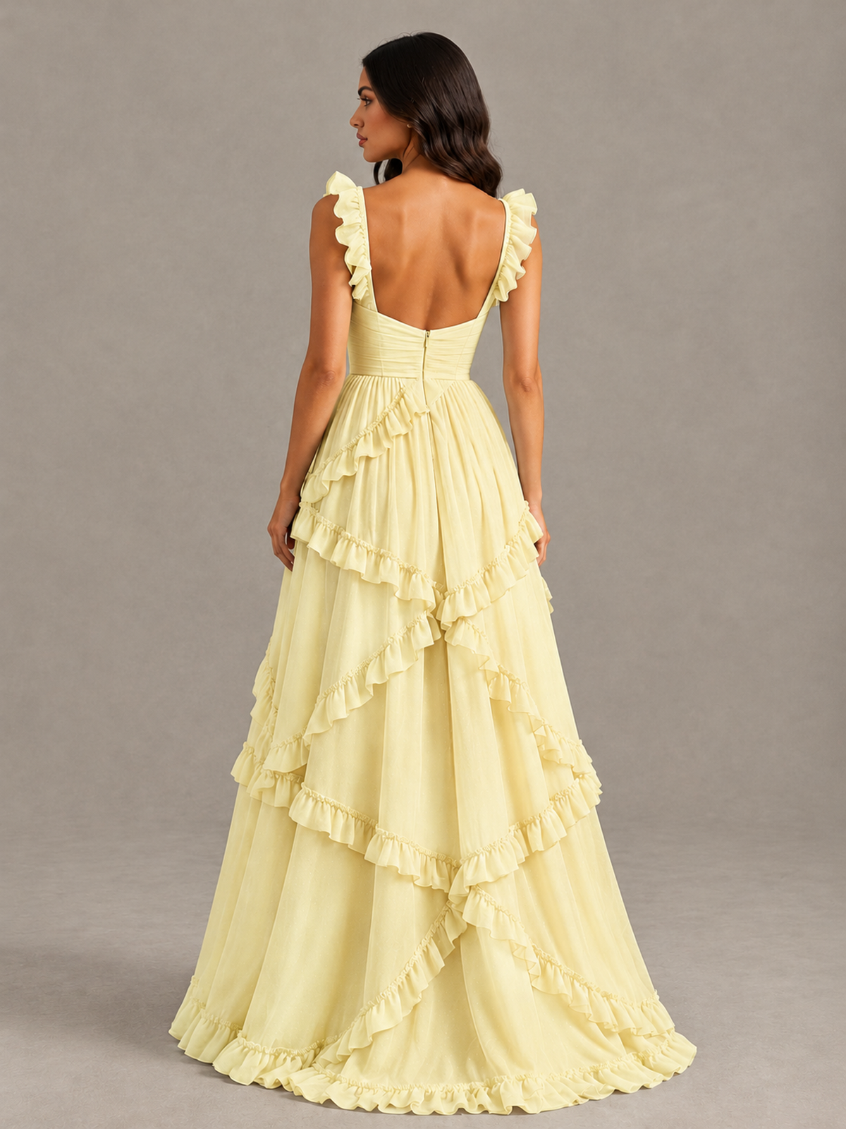 BOLODOO Daffodil Ruffle A-Line Prom Dress with Open Back - Daffodil - Daffodil (2)