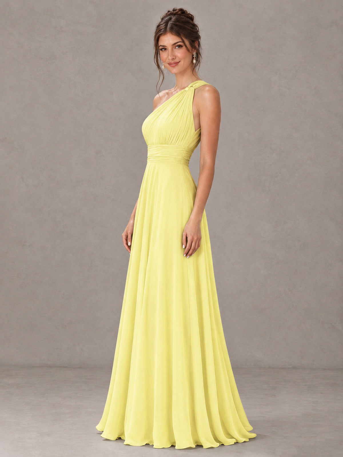 BOLODOO Daffodil One-Shoulder Chiffon-Look Bridesmaid Dress - Daffodil - Daffodil (3)