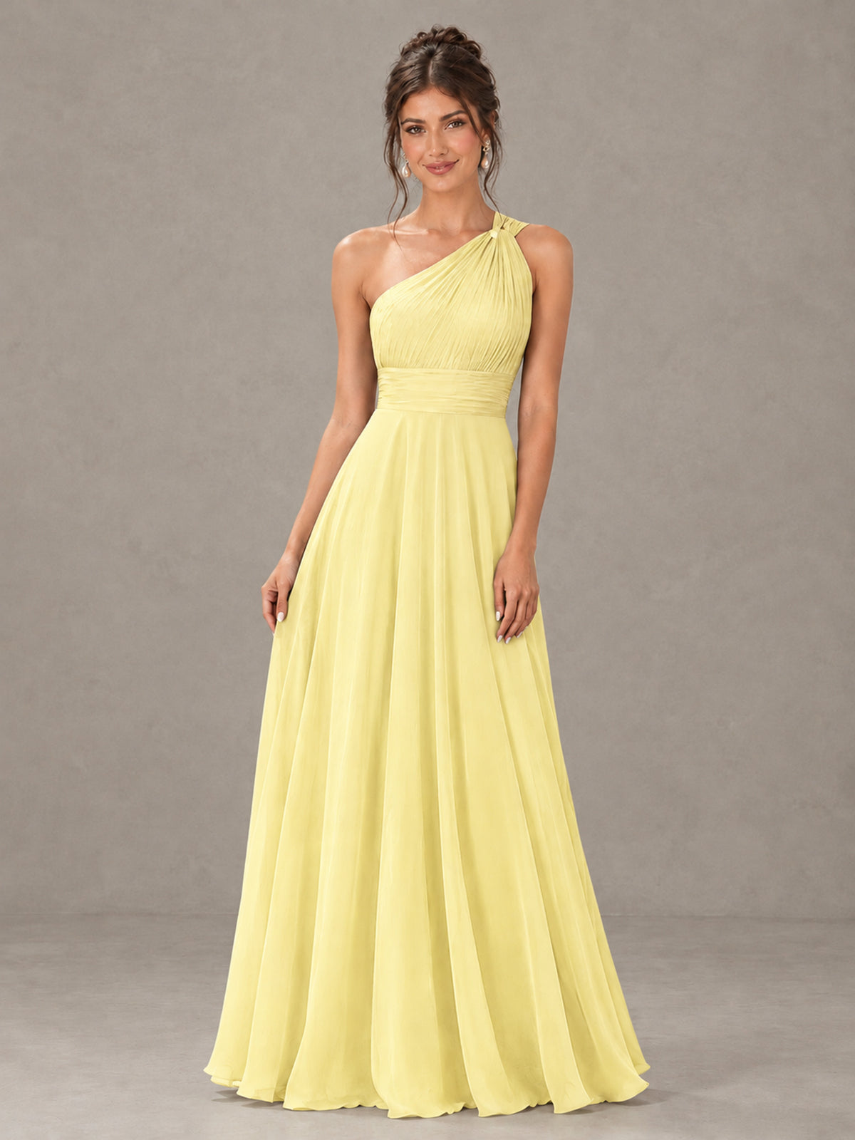 BOLODOO Daffodil One-Shoulder Chiffon-Look Bridesmaid Dress - Daffodil - Daffodil (4)