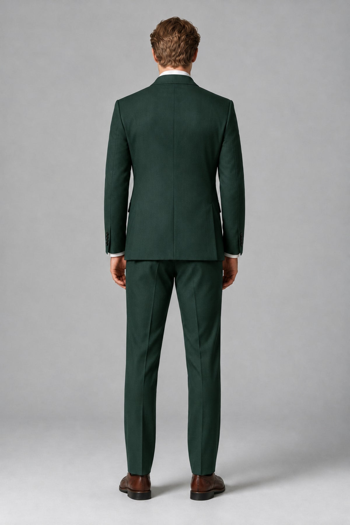 Bolodoo Men's Dark Green Double-Breasted Two-Piece Suit with Peak Lapels - Dark Green - Dark Green_3