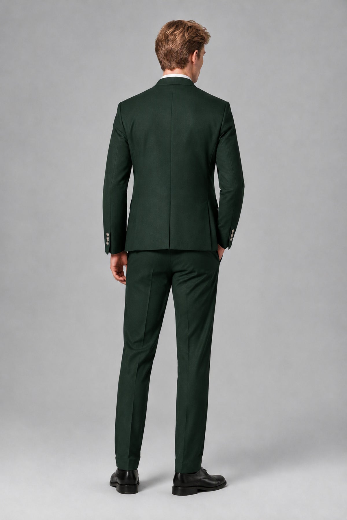 Bolodoo Men's Dark Green Mandarin Collar 3-Piece Suit – Jacket, Vest & Trousers - Dark Green - Dark Green_3