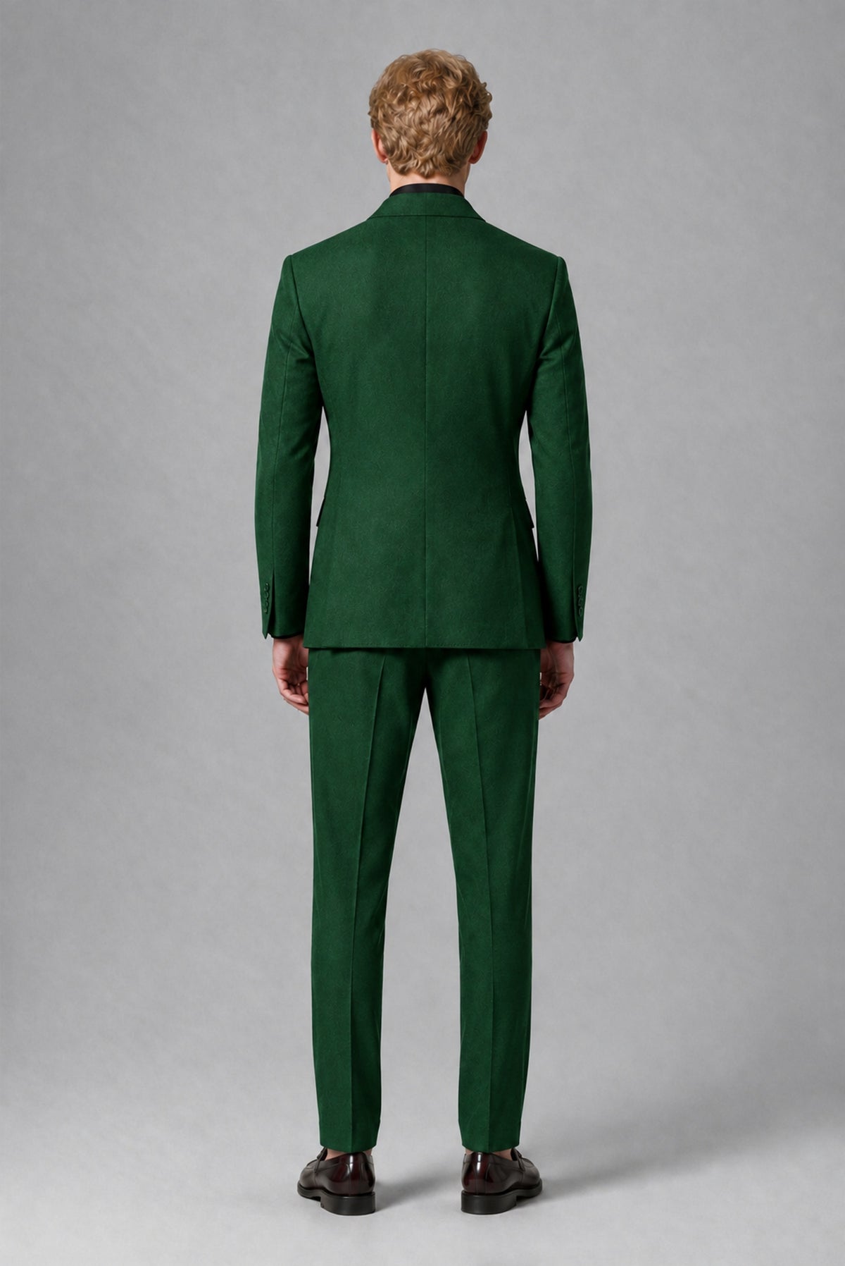 BOLODOO Men's Dark Green Double-Breasted Two-Piece Suit – Jacket & Trousers - Dark Green