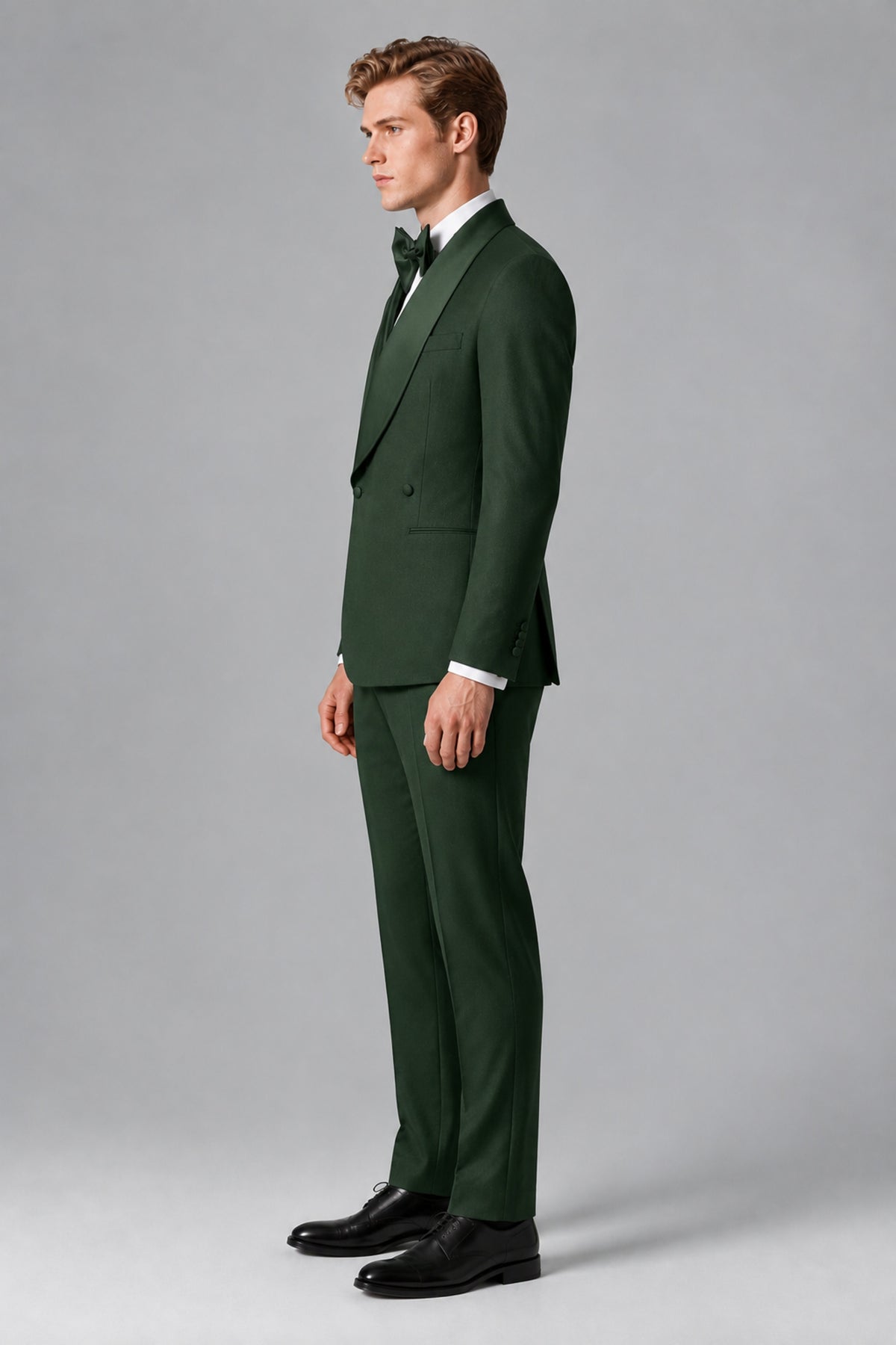 Bolodoo Men's Dark Green Shawl Lapel 2-Piece Tuxedo Suit – Jacket & Trousers - Dark Green - Dark Green (2)