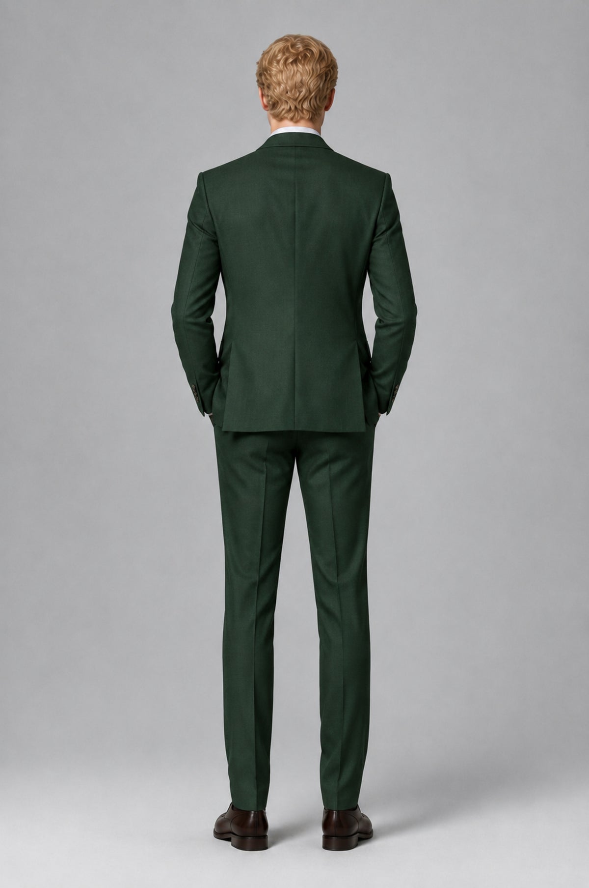 Bolodoo Men's Dark Green Two-Piece Suit with Notch-Lapel Jacket and Trousers - Dark Green - Dark Green (5)