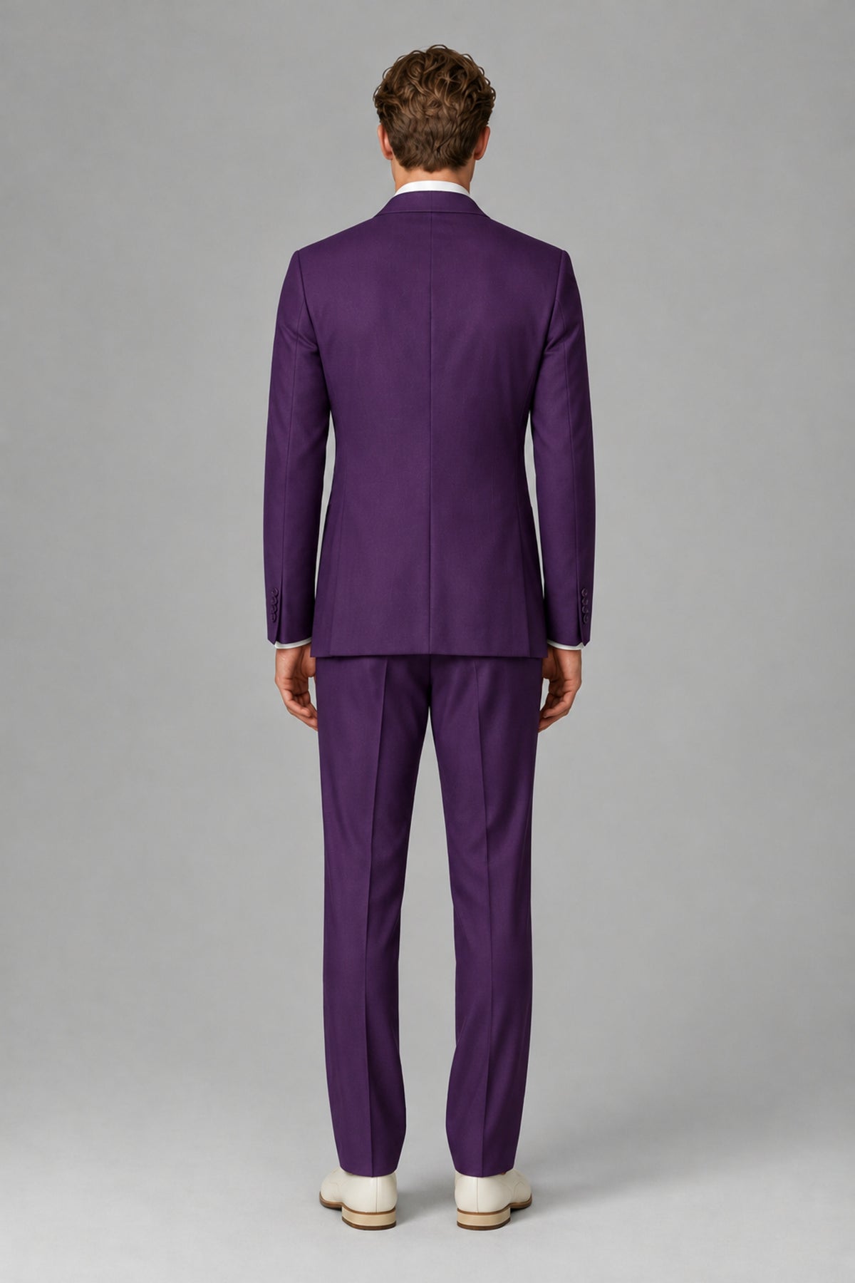 Bolodoo Men's Dark Purple Wrap Tie-Waist Two-Piece Suit – Jacket & Trousers - Dark Purple - Dark Purple_3