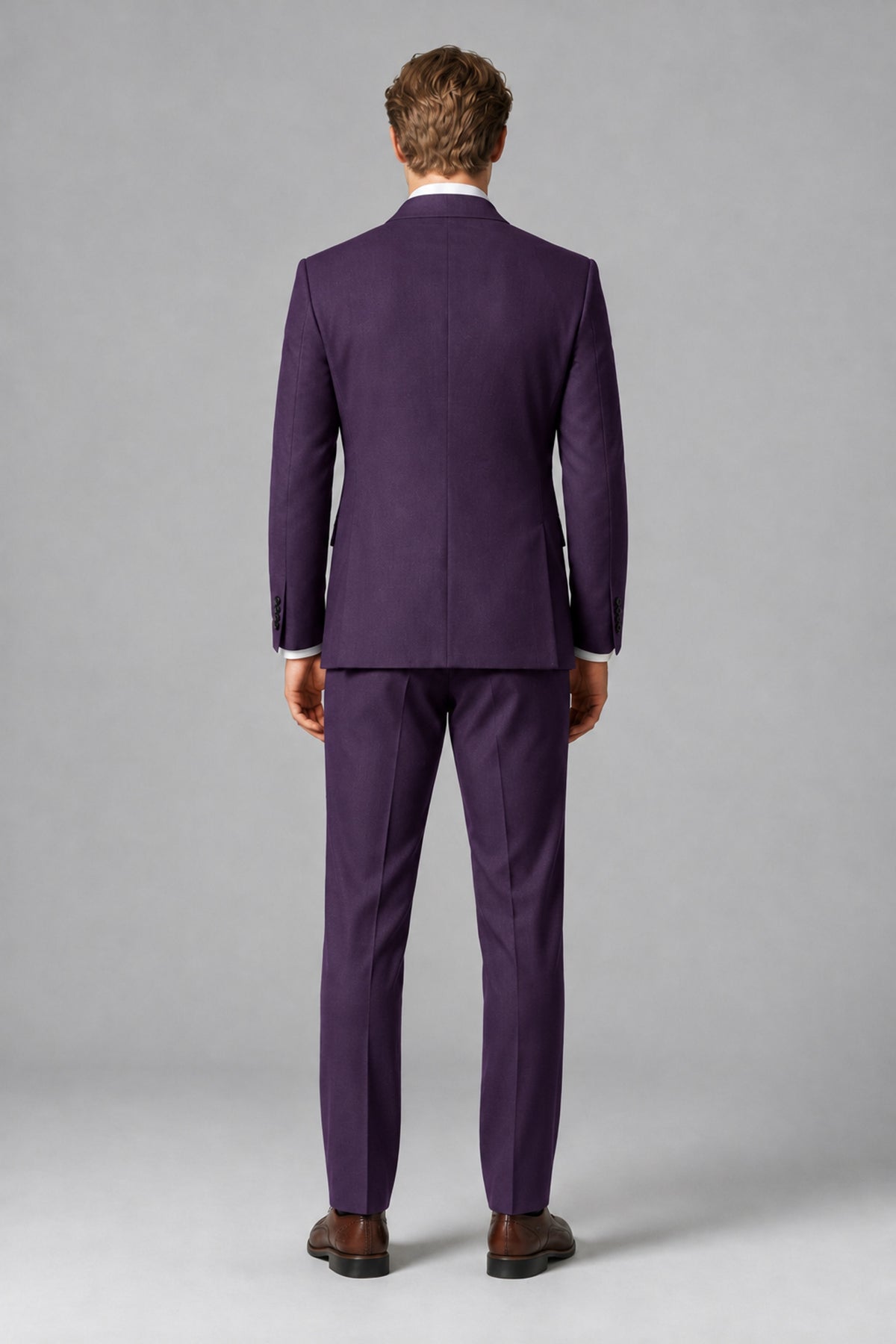 Bolodoo Men's Dark Purple Double-Breasted Two-Piece Suit with Peak Lapels - Dark Purple - Dark Purple_3