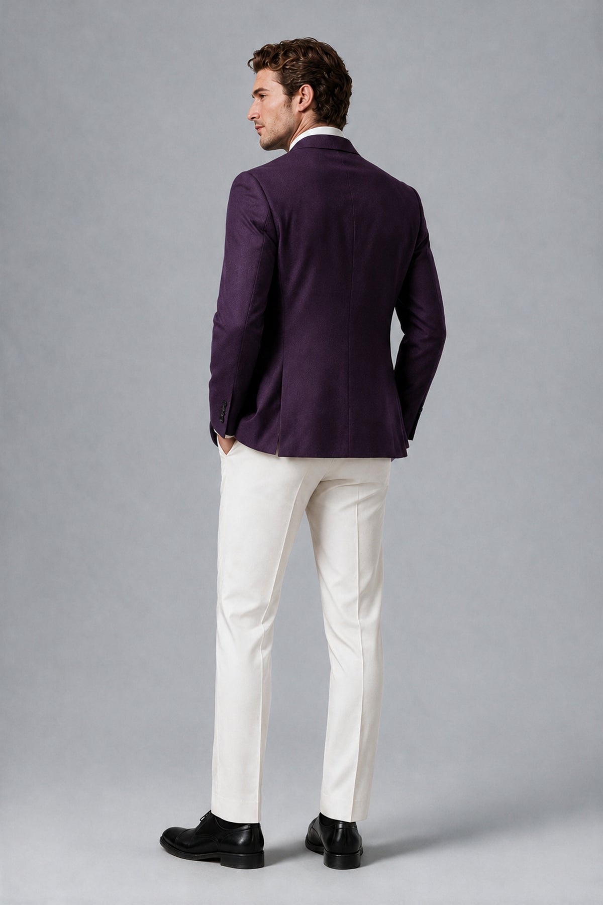 BOLODOO Men's Dark Purple Satin 3-Piece Suit | Blazer, Vest & Trousers Set - Dark Purple - Dark Purple_3