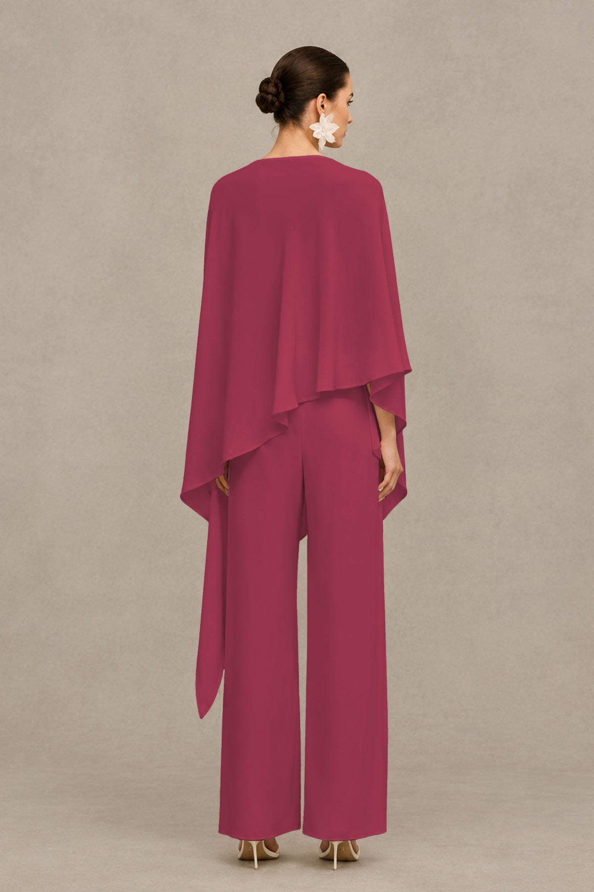 BOLODOO Desert Rose Cape Sleeve Wide-Leg Formal Pantsuit - Desert Rose - Desert Rose_02