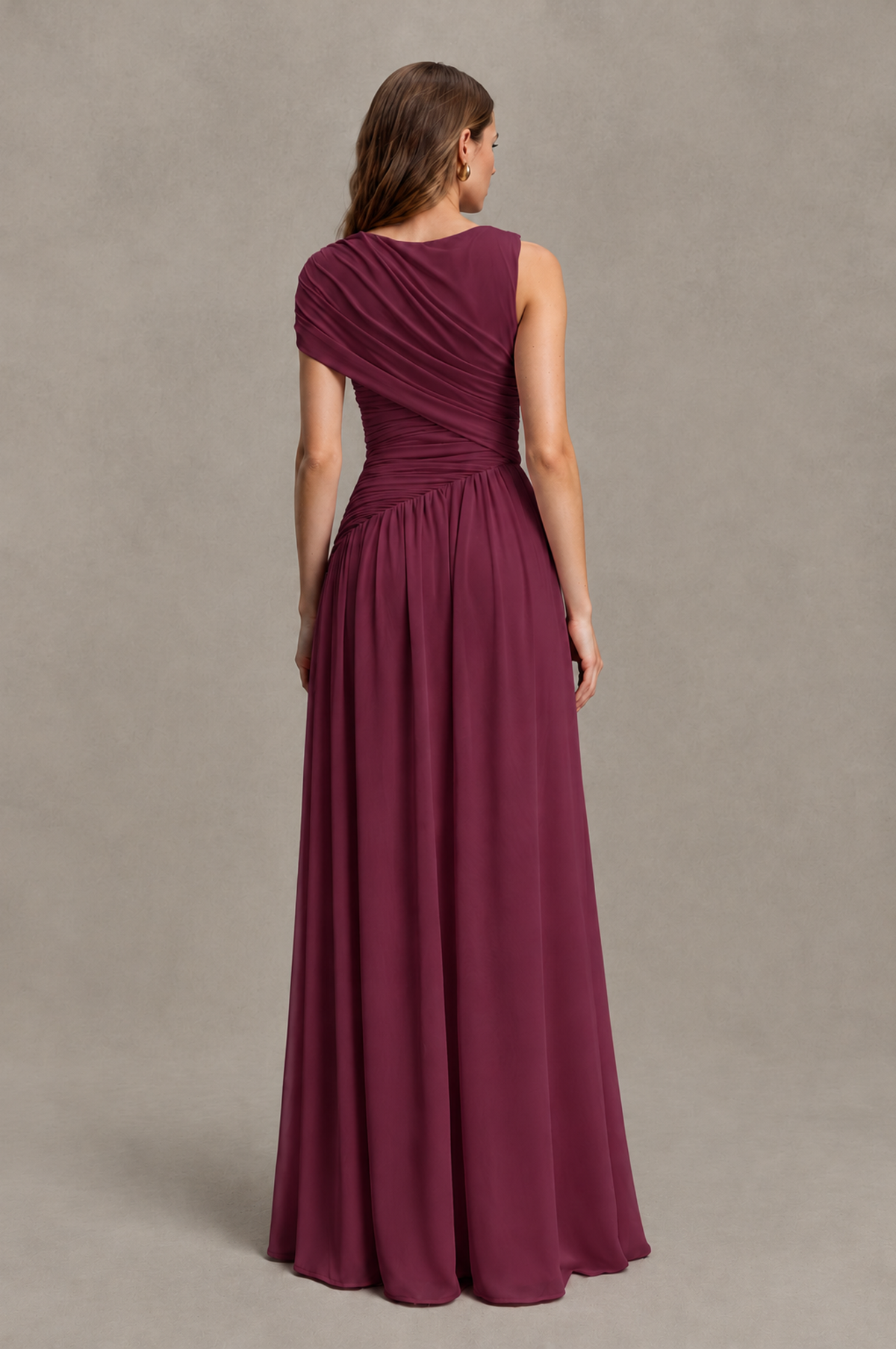 BOLODOO Desert Rose One-Shoulder Ruched Floor-Length Bridesmaid Dress - Desert Rose - Desert Rose_02