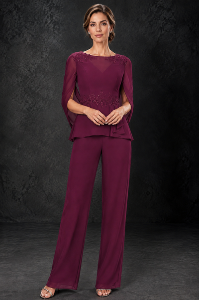 BOLODOO Desert Rose Embellished Cape Sleeve Mother of the Bride Pantsuit - Desert Rose - Desert_Rose_1