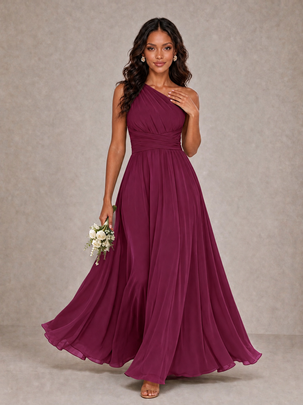 BOLODOO Desert Rose One-Shoulder A-Line Bridesmaid Dress - Desert Rose - Desert Rose_1