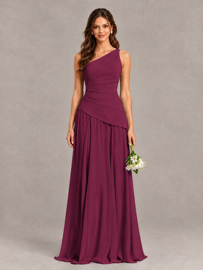 BOLODOO Desert Rose One-Shoulder Lace-Up Back Bridesmaid Dress - Desert Rose - Desert Rose_1