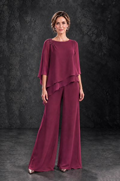 BOLODOO Desert Rose Layered Wide-Leg Mother of the Bride Pant Suit - Desert Rose - Desert Rose_1