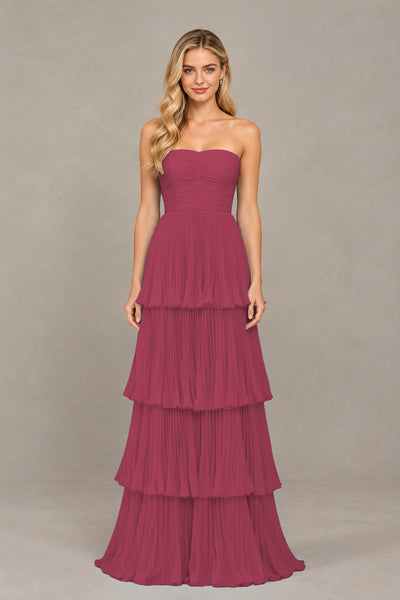 BOLODOO Desert Rose Strapless Tiered Chiffon Maxi Dress - Desert Rose