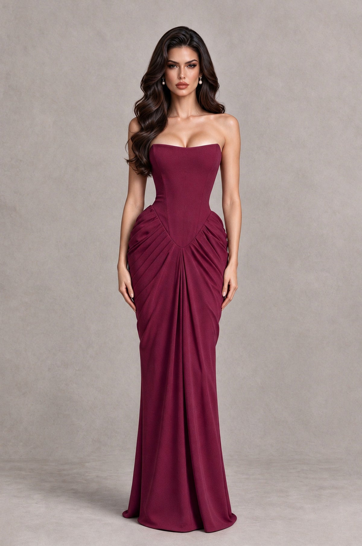 BOLODOO Desert Rose Strapless Ruched Corset Evening Gown - Desert Rose - Desert Rose_1