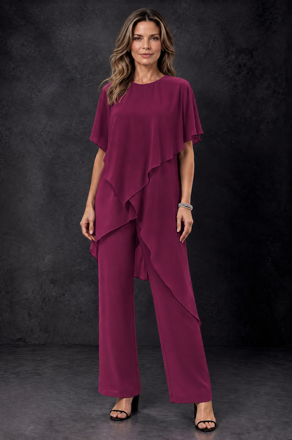 BOLODOO Desert Rose Chiffon Two Piece Mother of the Bride Pant Suit - Desert Rose - Desert_Rose_1