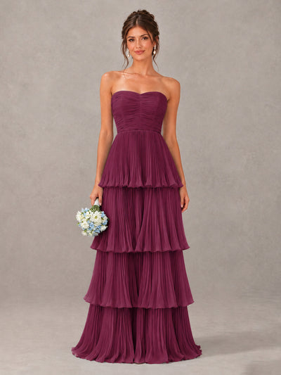 BOLODOO Desert Rose Strapless Tiered Pleated Bridesmaid Dress - Desert Rose - Desert Rose_1